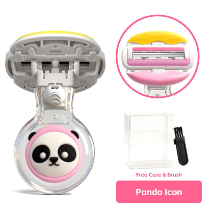 Cute Cartoon Lip Design 3-Layer Silicone Razor for Women – Includes Transparent Storage Box