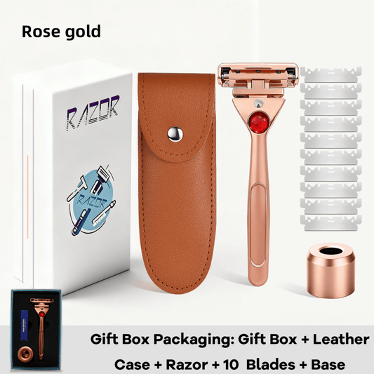 Magnetic 4-Layer Semi-Blade DE Safety Razor | Precision Luxury Shave & Eco-Friendly Design | Complete Gift Set