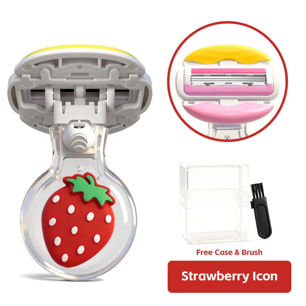 Cute Cartoon Lip Design 3-Layer Silicone Razor for Women – Includes Transparent Storage Box