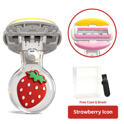 Cute Cartoon Lip Design 3-Layer Silicone Razor for Women – Includes Transparent Storage Box