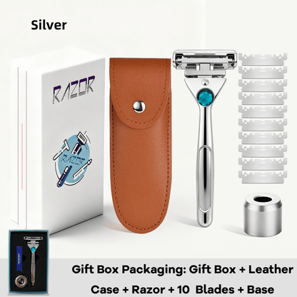 Magnetic 4-Layer Semi-Blade DE Safety Razor | Precision Luxury Shave & Eco-Friendly Design | Complete Gift Set