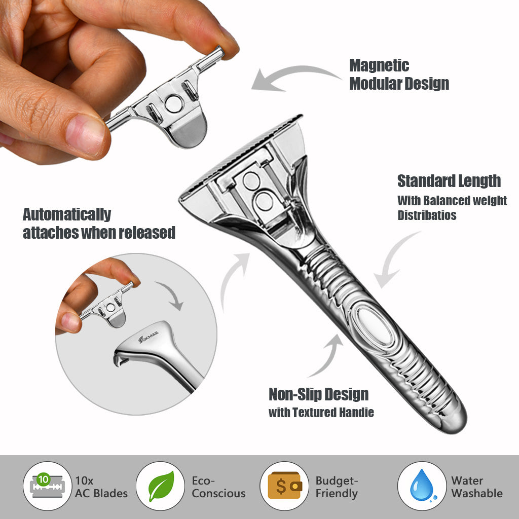 Multicolor Magnetic Sawtooth Razor Zinc Alloy Stainless Steel Safety Razor