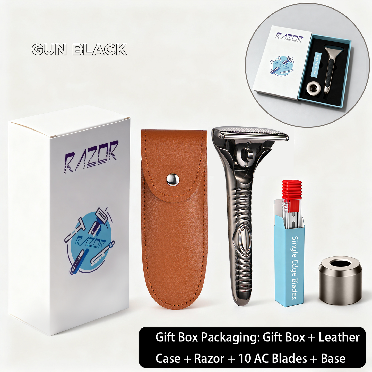 Magnetic Single Blade Razor w/ Roller Guide & Luxury Gift Set | Zero Waste Shave
