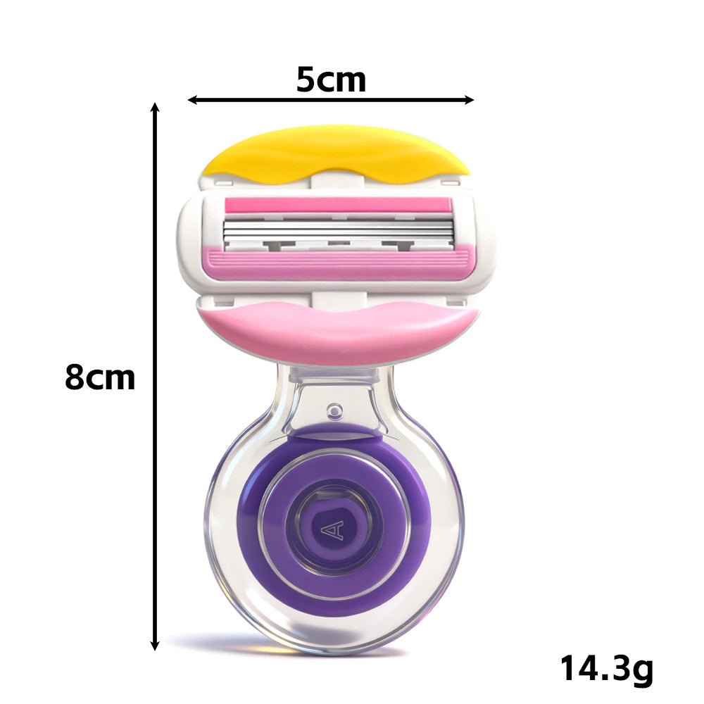 Cute Cartoon Lip Design 3-Layer Silicone Razor for Women – Includes Transparent Storage Box