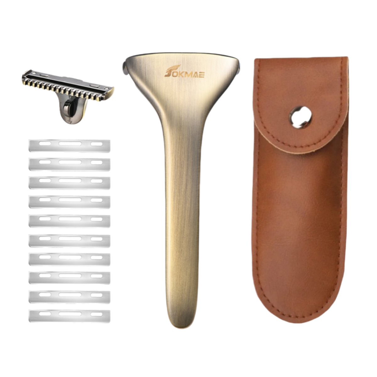 Multicolor Magnetic Sawtooth Razor Zinc Alloy Stainless Steel Safety Razor+Leather Case Travel Set