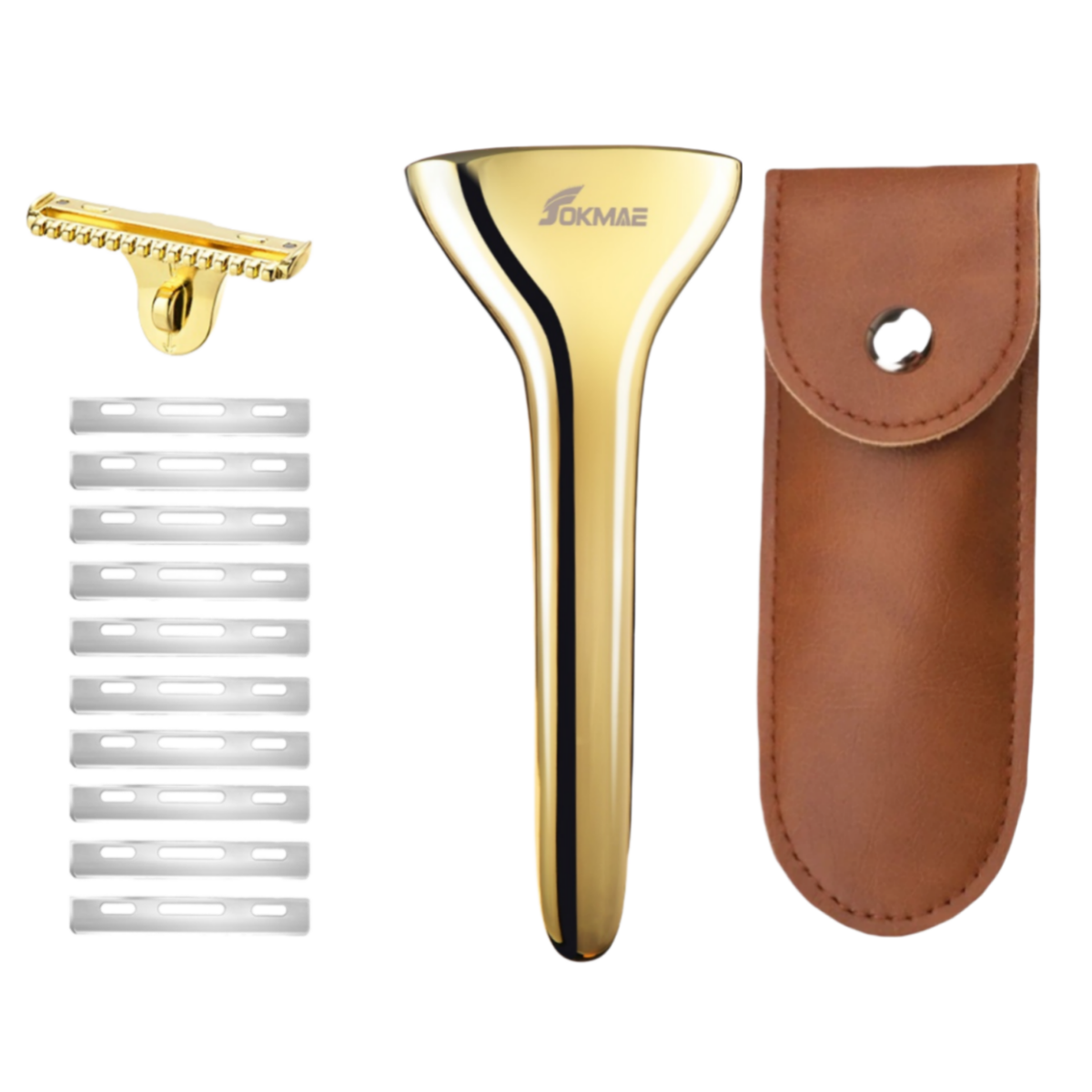 Multicolor Magnetic Sawtooth Razor Zinc Alloy Stainless Steel Safety Razor+Leather Case Travel Set