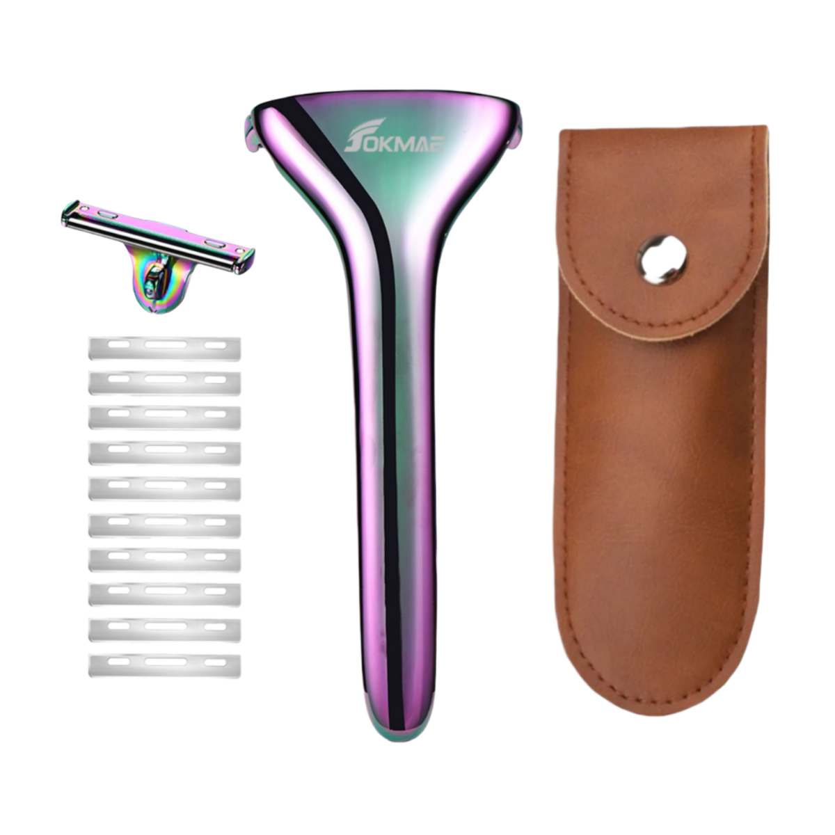 Multicolor Magnetic Roller Shaver Zinc Alloy Stainless Steel Safety Razor+Leather Case Travel Set