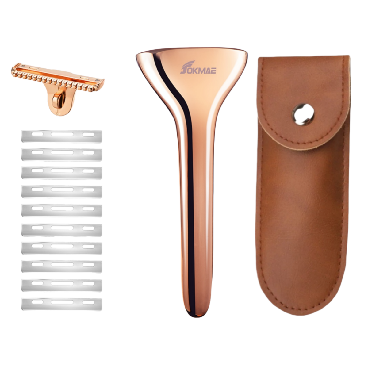 Multicolor Magnetic Sawtooth Razor Zinc Alloy Stainless Steel Safety Razor+Leather Case Travel Set
