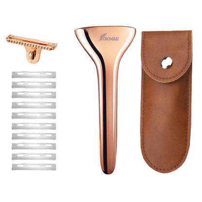 Multicolor Magnetic Sawtooth Razor Zinc Alloy Stainless Steel Safety Razor+Leather Case Travel Set